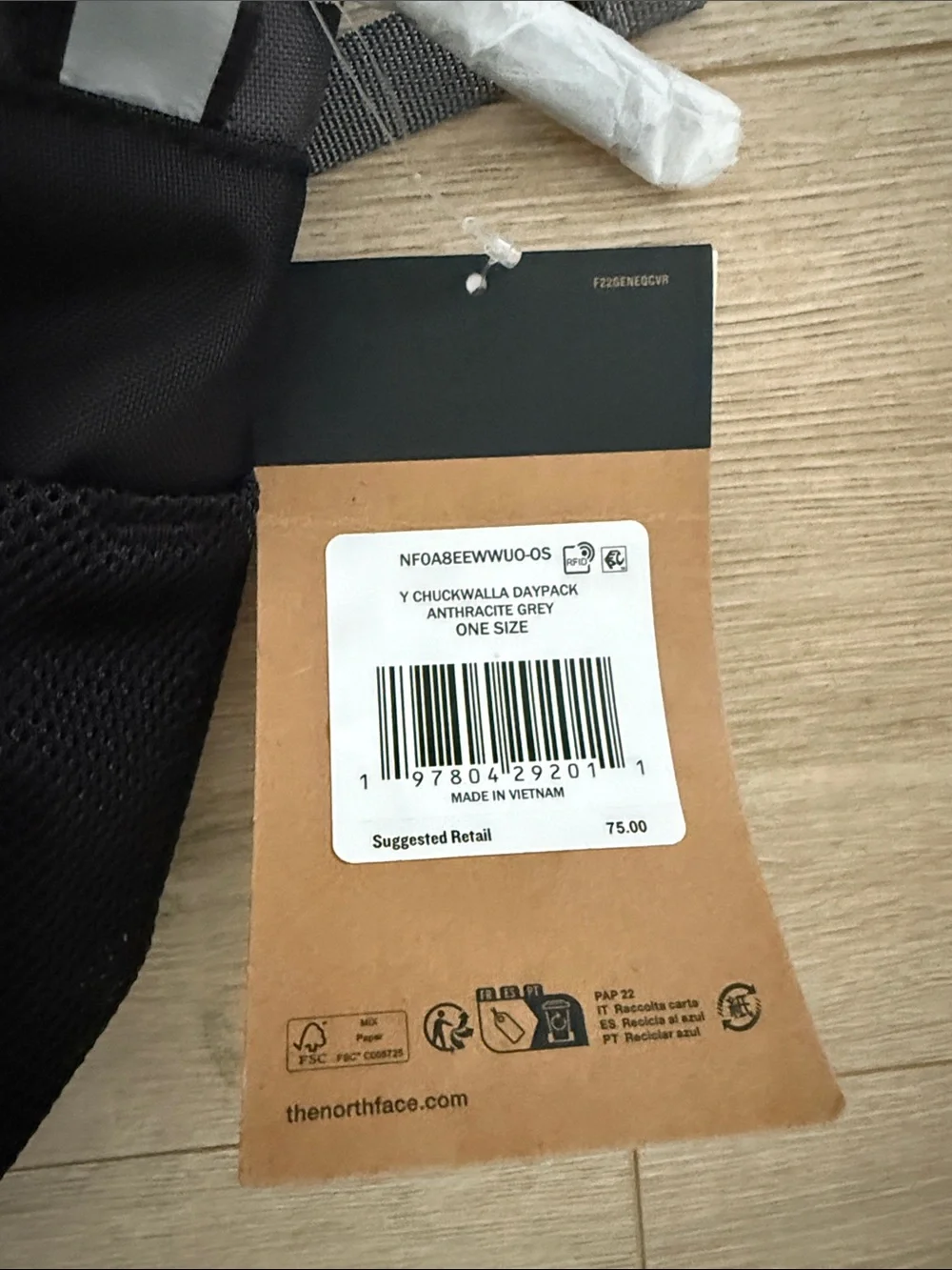 The North Face Black & Gray Youth Chuckwalla Backpack
